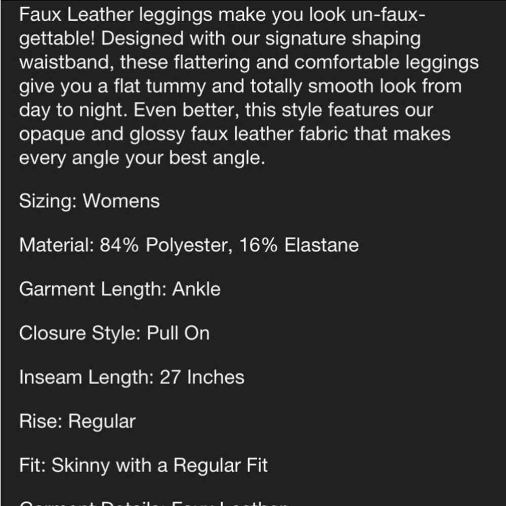 Assets Spanx Faux Leather Leggings NWT Small - Picture 6 of 7